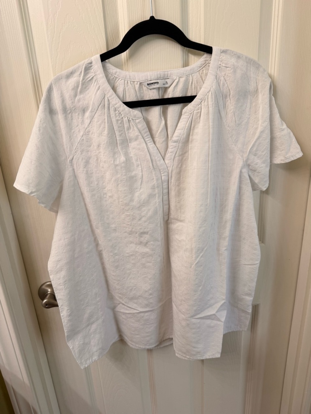 EUC Sonoma White Split V-Neck Short Sleeve Tunic XL